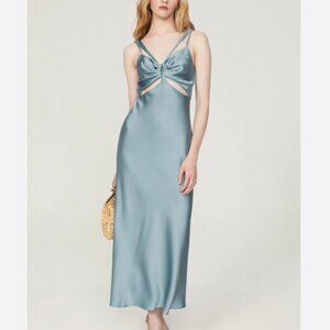 Designer Jonathan Simkhai Josette Cut-Out Satin Midi Dress Size 4